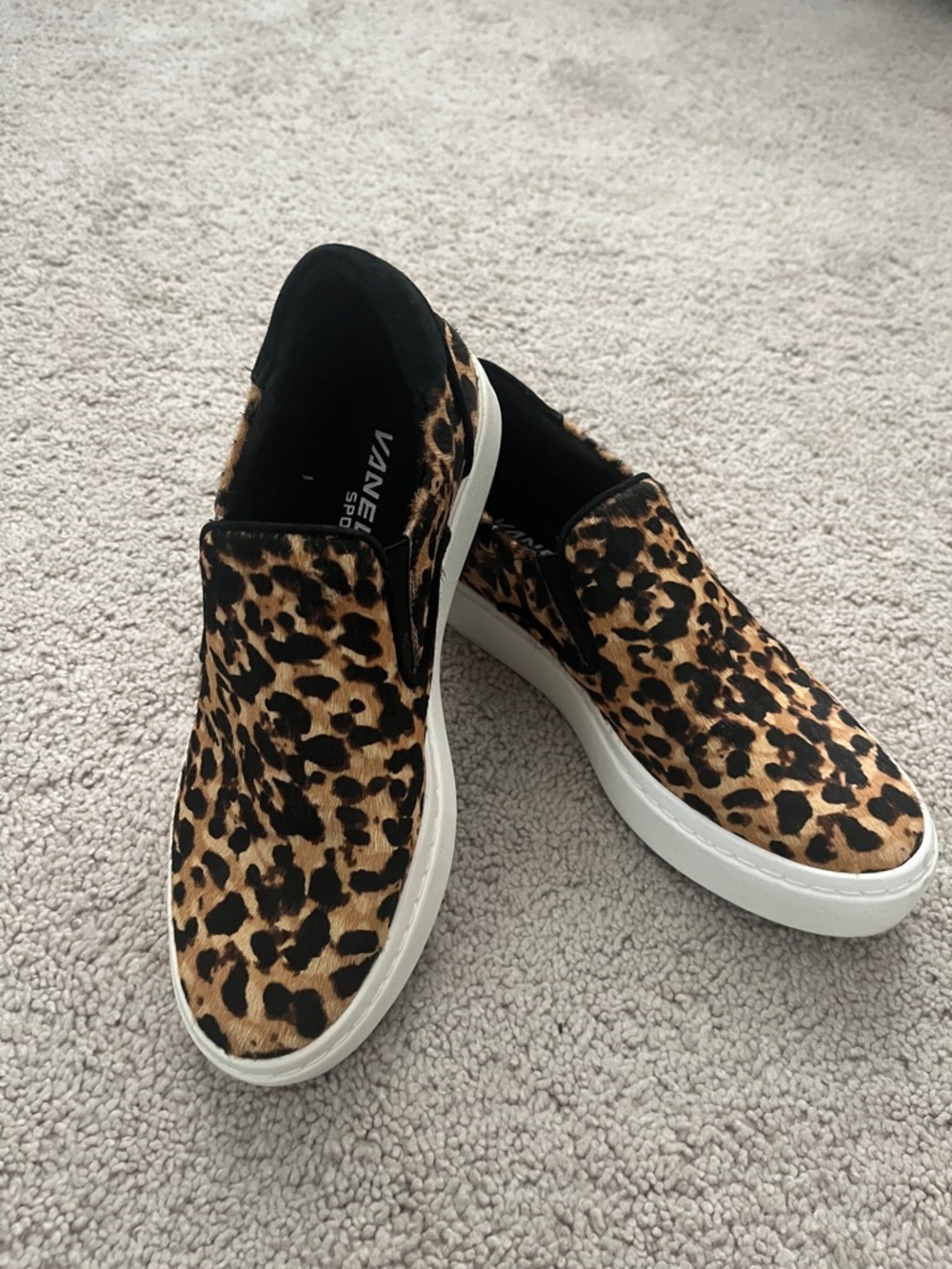 Vaneli Sport Leopard Print Slip-On Sneakers - Black/Tan